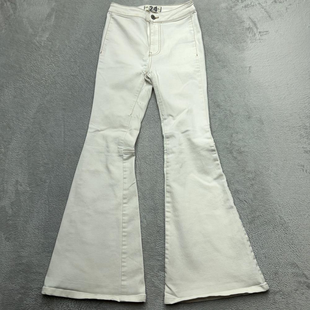 Free People Jeans Womens 24 White We The Free Penny Pull On Flare Bell Bottoms